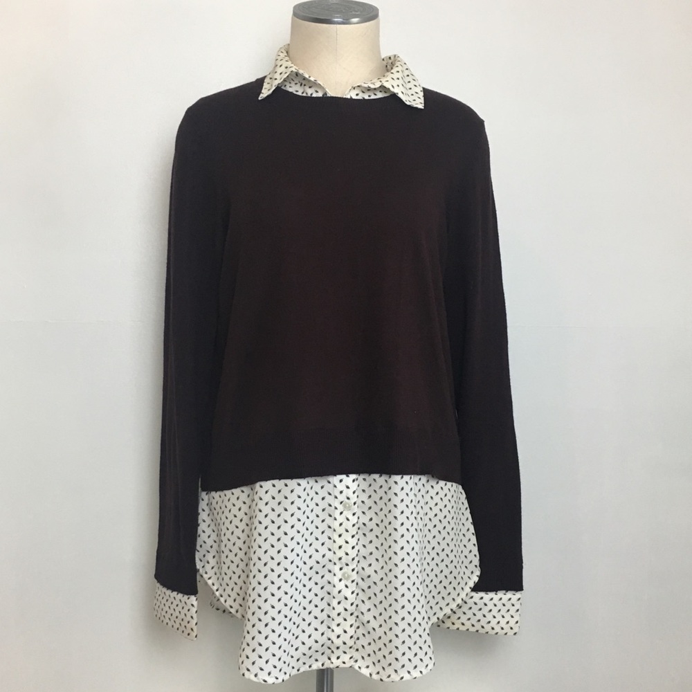Loft Sweater With Mock Feather Print Blouse